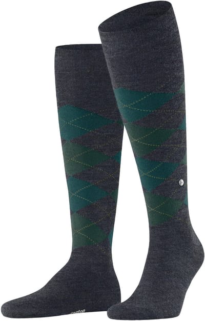 Burlington Melange Edinburgh gedessineerd wol sokken heren blauw - maat 40-46