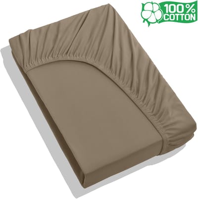 Hoeslaken 100% Katoen - Zacht Katoenen Hoeslaken - Taupe - 200x220 cm - 35 cm Hoge Hoek - Perfecte Pasvorm - Heerlijk Zacht - katoenen Hoeslaken 200x220 - Taupe - Antibacteriëel - matrasbeschermer - matrasvernieuwer