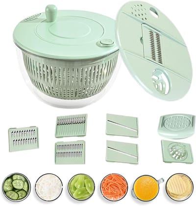 Slacentrifuge Set - Keukenmachine Groente - Maaltijd Voorbereiding - Multifunctioneel Keukenhulpmiddel - 23.5 cm - Lichtgroen