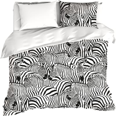 De Witte Lietaer Dekbedovertrek Zebra Eggshell - Tweepersoons - 200 x 200/220 cm - Katoen Satijn