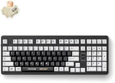 MCHOSE X UNBOX THERAPY UT98 Toetsenbord - Bedraad, Bluetooth en 2.4GHz draadloos - QWERTY (US) - Icy Creamsicle Switches - Classic Therapy
