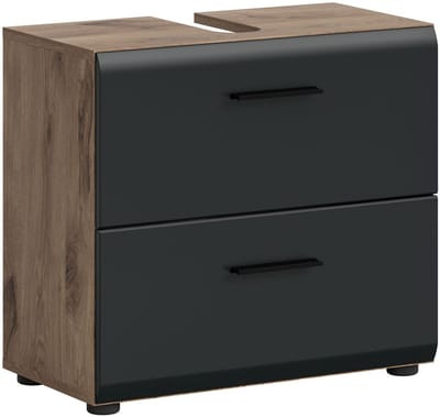 Wastafelkast met lades - Zwart mat en Nox Oak - Moderne badkameropslag - 240x70 mm