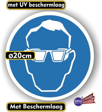 Jerma - Veiligheidsbril verplicht - Sticker – Ø 20 cm - Weerbestendig - Zelfklevend - Vinyl