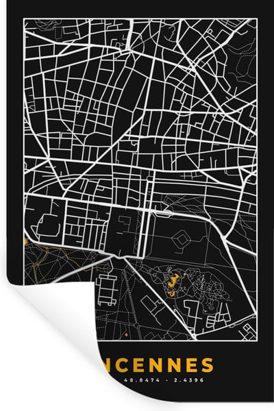 Muurstickers - Sticker Folie - Frankrijk - Vincennes - Stadskaart - Kaart - Plattegrond - 20x30 cm - Plakfolie - Muurstickers Kinderkamer - Zelfklevend Behang - Zelfklevend behangpapier - Stickerfolie