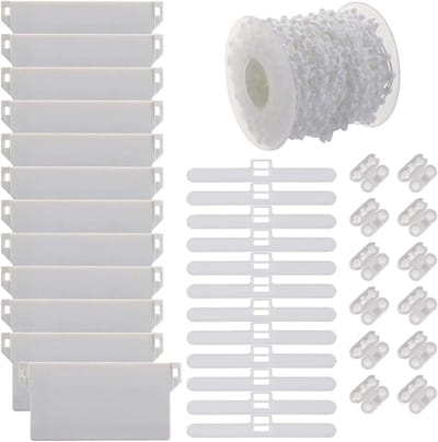 Dailygoods- Verticale Blind Reparatieset 37pcs - Vervangaccessoires - 10m Ketting - Hangers 89mm - Kunststof - Voor Verticale Jaloezieën