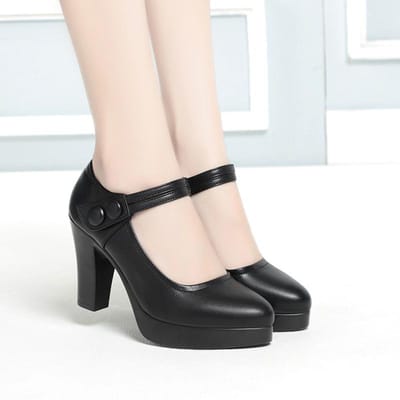 Platform Pumps met Blokhak Lente Herfst Dames Schoenen Comfort Antislip Hoge Hakken Mode Elegant Zwart Kantoor Schoenen 34 white
