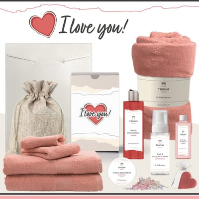 Geschenkset “I Love You!” - 11 producten - 1660 gram | Triomf Original - Giftset voor haar Cadeau Valentijnsdag Luxe wellness cadeaubox Vrouw Ik hou van jou Cadeaupakket Kerst Geschenk Pakket Moeder Verjaardag Gift Set Valentijn Vriendin Roze Rood