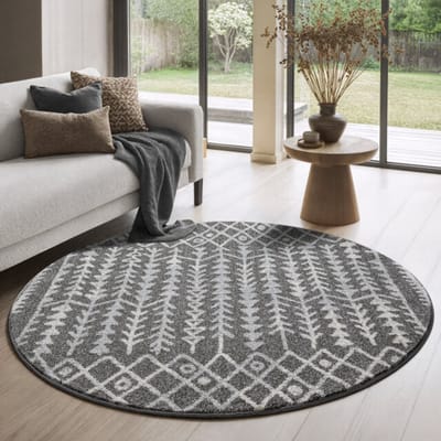 Muratap Rond boho vintage kelim | laagpolig vloerkleed | modern tapijt | woonkamer,