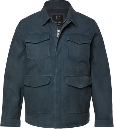 JP 1880 - Heren - leren jas leer zeer fijn lamsleer 4 klepzakken tot 7XL - Diepzeeblauw - Maat 3XL