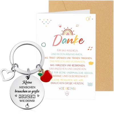 Dailygoods- Sleutelhanger Leraar - Bedankkaart - Cadeauset - Lichtgewicht - Roestvrij Staal - Ideaal voor Afscheidsgeschenken - Bedankje