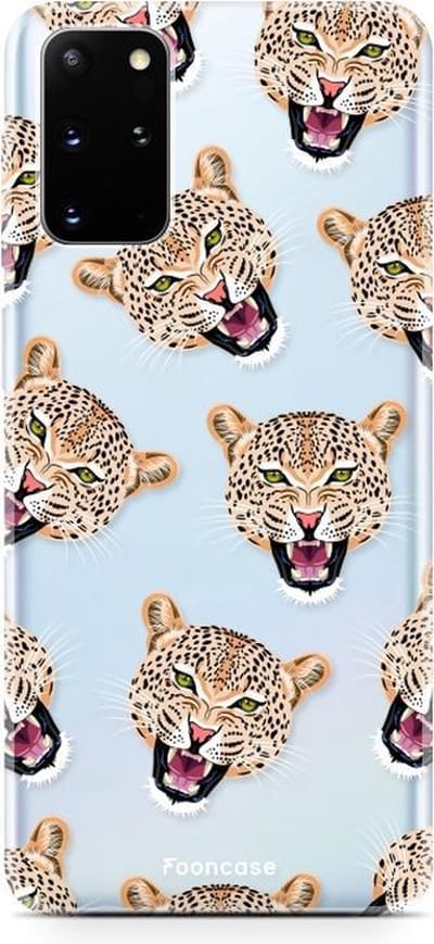 Fooncase Hoesje Geschikt voor Samsung Galaxy S20 Plus - Shockproof Case - Back Cover / Soft Case - Cheeky Leopard / Luipaard hoofden
