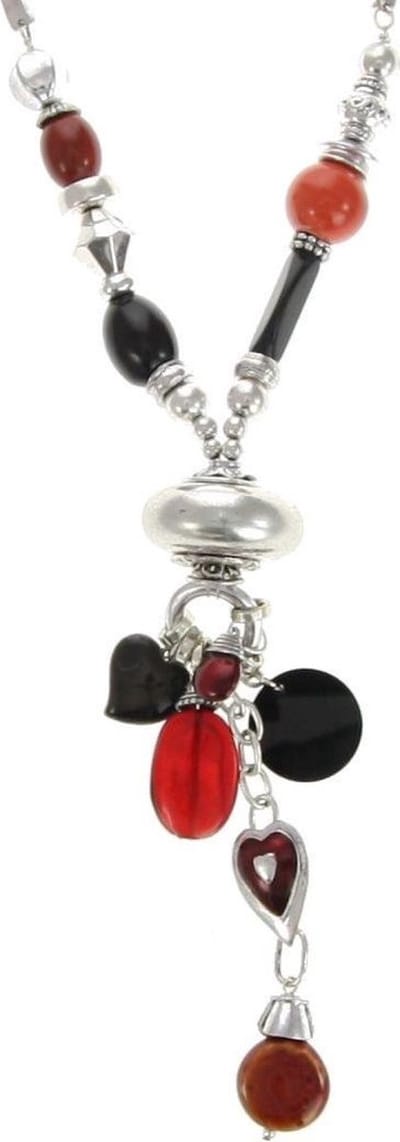 Behave - Ketting met hanger en kralen - Zilverkleur - 60 cm + verlengketting