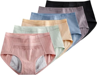 Menstruatie Ondergoed - Periode Broekjes - Licht Bloed Verlies - Met Zakjes - 6 Stuks - Multicolor