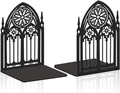 Set van 2 Robuuste Metalen Boekensteunen in Zwart, Decoratieve Boekenhouders voor Thuis, Kantoor en Bibliotheek, Ideaal voor Kleine Boekenopslag en Organisatie