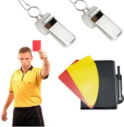 Scheidsrechter set met Rode en Gele Kaarten - Voetbal Scheidsrechterkaarten - Fluitje - Scheidsrechter boekje