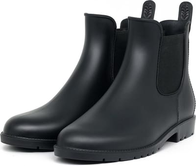 Geweo Regenlaarzen - Wellington Chelsea Laarzen - Kerstmis - Kerstfeest - Christmas Gift  - Middelhoge Schoen - Kort Boots - Waterdichte - Dames - Zwart - Maat 38