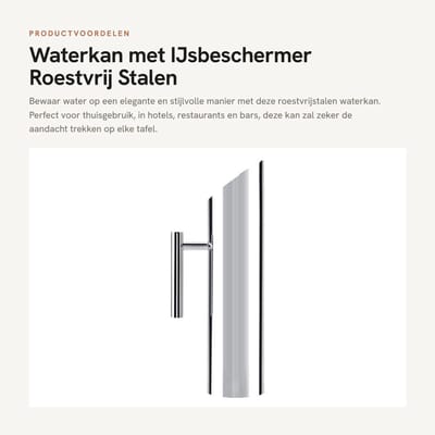 Dailygoods- Waterkan Elegante Roestvrij Staal 2L - Waterkan met Deksel - IJsbeschermer - Ergonomische Handgreep - Stijlvol Serveergereedschap - Geschikt voor Thuis en Horeca - Pitcher