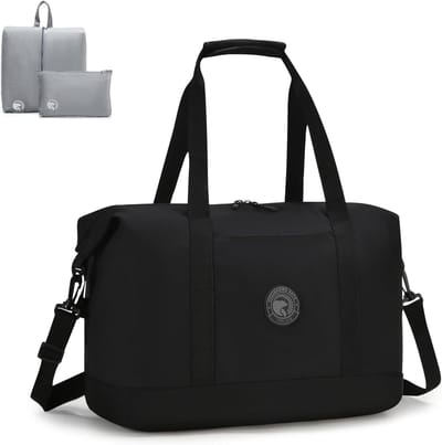 30L Reistas Handbagage 40x30x25 Sporttas voor Mannen en Vrouwen Waterdichte Weekendtas Lichtgewicht Duffle Bag Fitness Tas Cabin Bag met Toilettas en Schoenentas, Pure Zwart