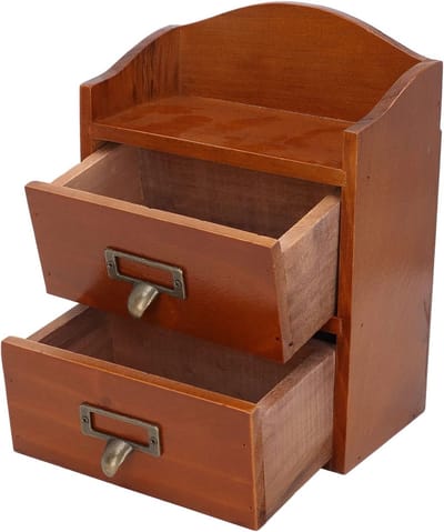 Houten Sieradenbox met 2 Lagen en Lade, Retro Chinese Decoratieve Opbergdoos voor Sieraden, Make-up Organiser, Ring, Armband en Ketting Display Box van Hout