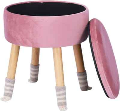 Opbergkruk Velvet - Zitpoef Kaptafel - Extra Zitting - Afneembaar Deksel - 37x37x43 cm - Roze