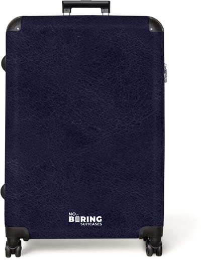 NoBoringSuitcases.com® - Koffer groot - Reiskoffer lichtgewicht - Lederen look marine blauw - Rolkoffer met 4 wielen - Grote trolley XL - 98 liter bagage