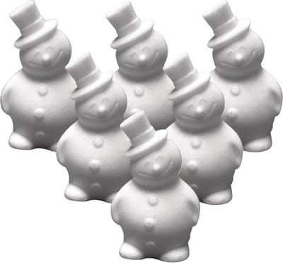 Rayher Hobby Hobby sneeuwpop - 6x stuks - piepschuim - 17 cm - styropor - 3D - sneeuwman figuur