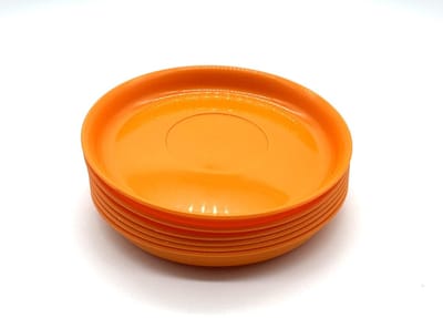 Borden 14 cm 6 stuks in set herbruikbare oranje dinerborden plastic servies feestservies kinderservies