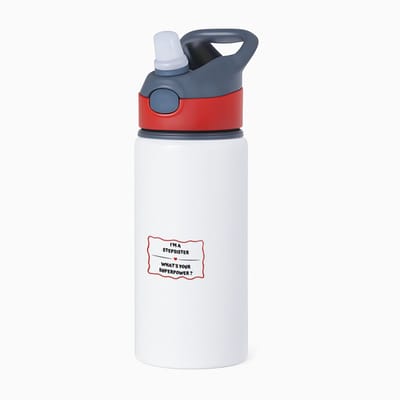 Hacebo® - I'm a stepsister what's your superpower? waterfles met rietje rood - Zus - super stiefzus - verjaardag - cadeautje voor zus - zus artikelen - kado - geschenk - water fles - 650ML