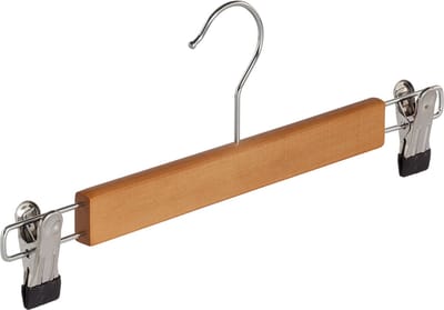 De Kledinghanger Gigant - Knijperhanger - Kinderen - 7309BA - 50 Stuks - Lotushout - Naturel Gelakt - Verschuifbare Anti-slip knijpers - 34 cm - Rokhanger - Broekhanger - Pantalonhanger - Kinderhanger (7309BA/50)