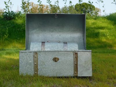 Set van 2 Vintage Opbergkisten - Metaal - Grijs, uniek, 1 malig!!