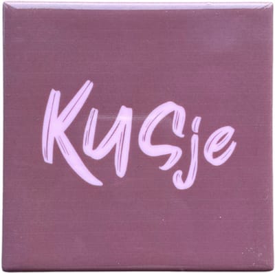 Tegeltje met tekst Kusje - Keramiek - tegeltje met spreuk - cadeau - geschenk - cadeau vriendinnen - 10x10x0,5 cm - Roze