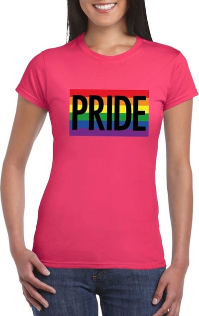Gay Pride regenboog shirt Pride roze dames - LGBT/ Lesbische shirts S