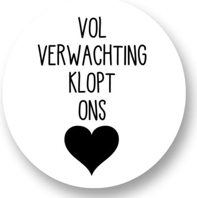 20x Sinterklaas / Sint - Sluitsticker Vol verwachting klopt ons hart - Sluitzegel - Wit - Zwart - Envelop sticker - Kaart - Cadeau – Gift – Cadeauzakje - Pakjesavond - 5 december - 40mm