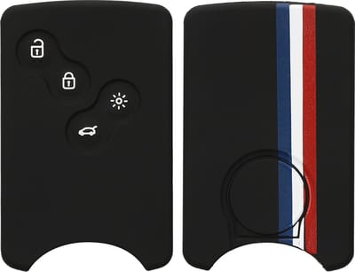 kwmobile autosleutel hoesje geschikt voor Renault 4-knops Keycard (Keyless Go) - Autosleutel behuizing in blauw / rood / wit - Frankrijk Gestreept design