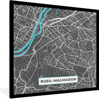 Fotolijst incl. Poster - Stadskaart – Frankrijk – Kaart – Rueil-Mamaison – Plattegrond - 40x40 cm - Posterlijst