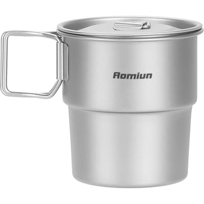 Titanium Camping Bekers Stapelbare Koffiemokken 300ml Opvouwbaar Handvat Buiten Koffiemokken Herbruikbare Metalen Beker Kampbeker sandblasting gray