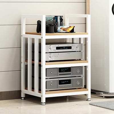 HIFI Audio Rack - Stereo Kast - Muziek Luisteren - Open Lucht Ontwerp - 19.6x15.7x27.5in - Wit