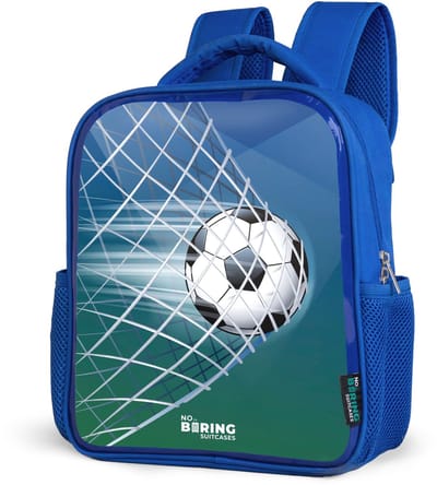 NoBoringSuitcases.com® - Rugzak blauw - Schooltas jongens - Bal in het goal - Kinder rugtas jongen - Boekentas kind - Kinderrugzak voor school - Schoolrugzak
