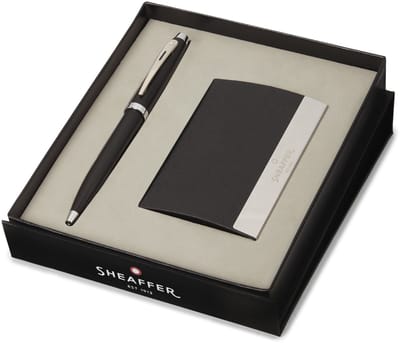 Sheaffer Balpen Giftset - 100/G9317 - matt black nickel plated - met visitekaarthouder