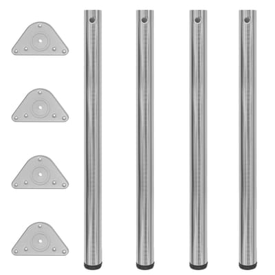 vidaXL - Tafelpoten - in - hoogte - verstelbaar - geborsteld - nikkel - 870 - mm - 4 - st