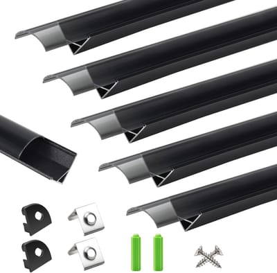 6-Pack LED Aluminium Profiel Zwart 1 Meter V-Vorm Inbouwprofiel met Rookglas