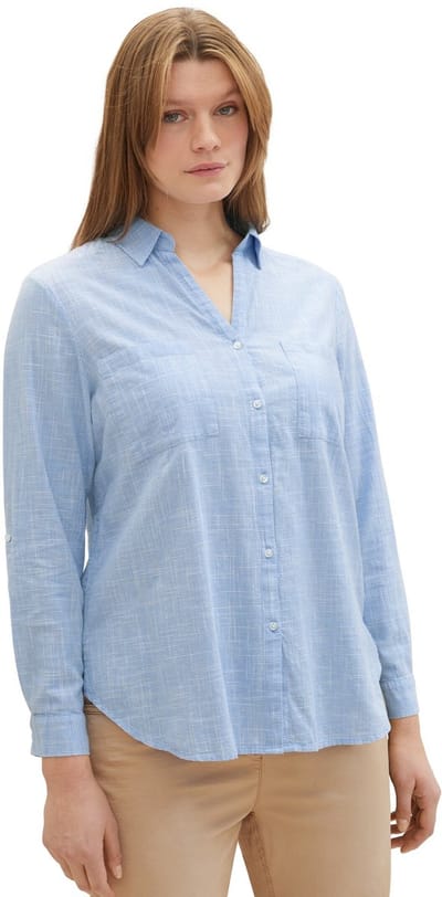 Tom Tailor - Plus Size - Blouse met borstzakjes - Maat 52 - dreamy blue