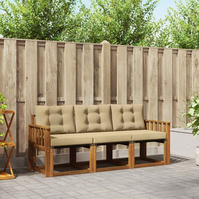 vidaXL - Buiten - bank - set - 3 - st - Natuurlijk - en - Beige