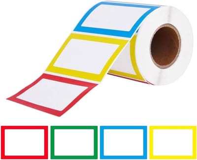 300 Stuks Kleurrijke Naamstickerrollen - Lege Naamlabels met Kleurrijke Rand - Voor Thuis School en Kantoor - Zelfklevende Eenvoudige Naamstickerlabels