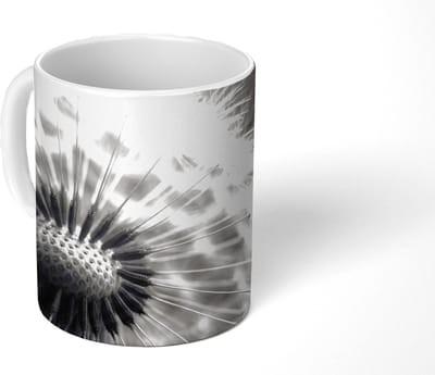 Mok - Koffiemok - Paardenbloem - Zwart - Wit - Mokken - 350 ML - Beker - Koffiemokken - Theemok