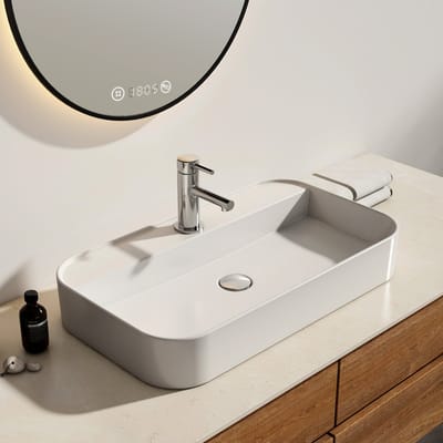 EMKE Opzetwastafel - Keramiek - Glans Wit - 70x40x11 cm - Badkamer Wasbak