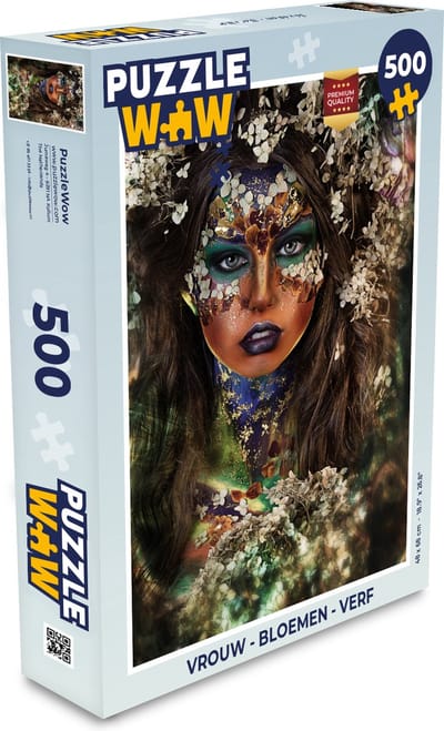 Puzzel Vrouw - Bloemen - Verf - Legpuzzel - Puzzel 500 stukjes