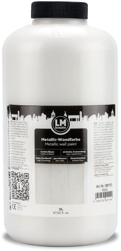 LM-Kreativ – Metallic wandverf – Wit – 2 l – Glans