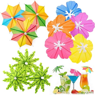 Cocktail Parasols - Drank Decoratie - Feestelijke Dranken - 3 Vrolijke Vormen - 10 cm - Kleurrijk