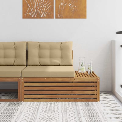 vidaXL - Buitenhoekbank - 3 - Stuk - Natuurlijk - en - Beige - 115 - x - 83 - x - 73 - cm
